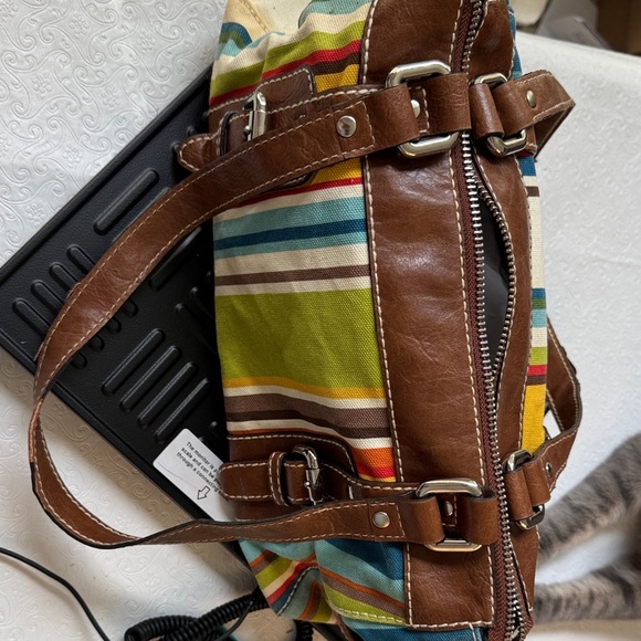 Fossil Blue and Brown Vintage style Bag - Picture 1 of 7